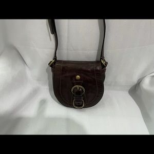 BROWN LEATHER MINI CROSSBODY